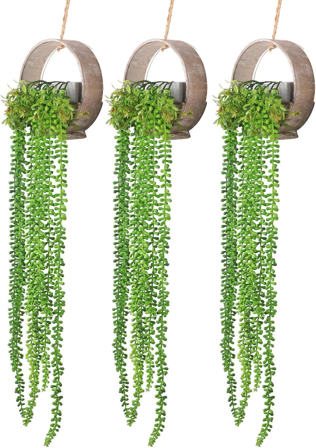 Luyue 3PCS Artificial Succulentsa String of Pearls Hanging Plants for Home Kitchen Garden Wedding Decor(3PCS-Lover's Tears)