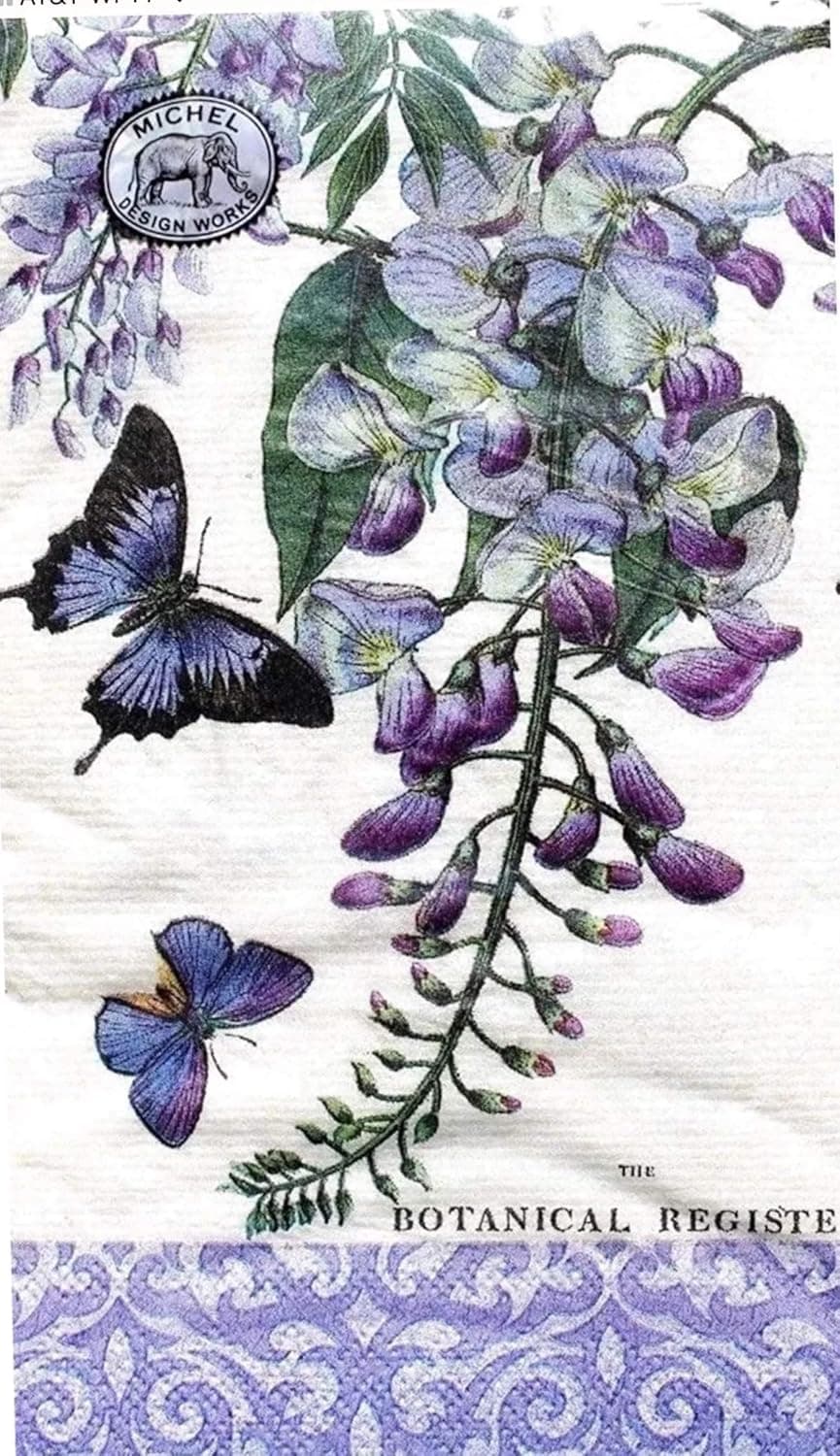 Michel Design Works Wisteria Paper Guest Towel Hostess Napkins, 15 ct
