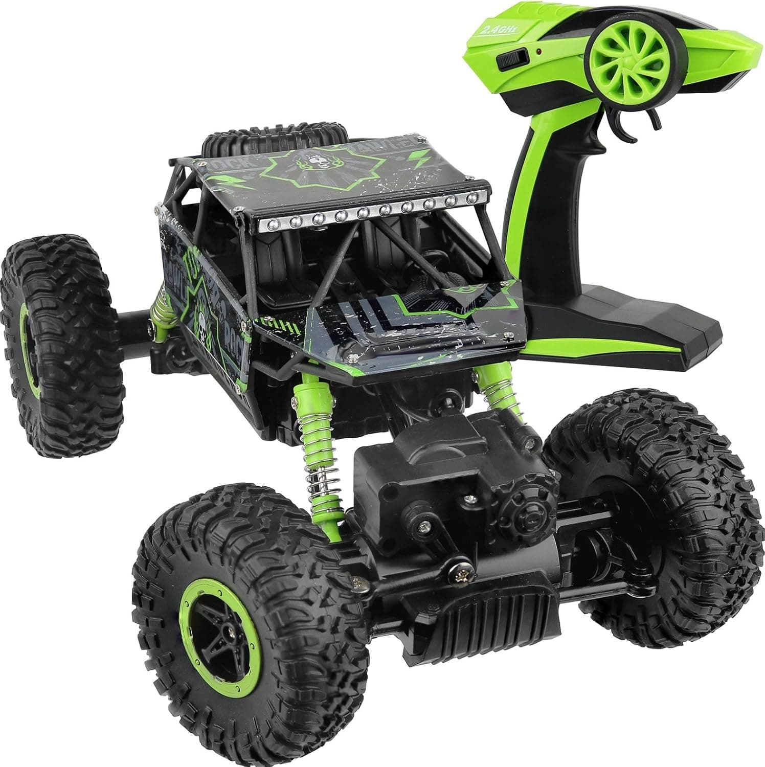 Click N’ Play Remote Control Car 4WD Off Road Rock Crawler Vehicle 2.4 GHz, Green
