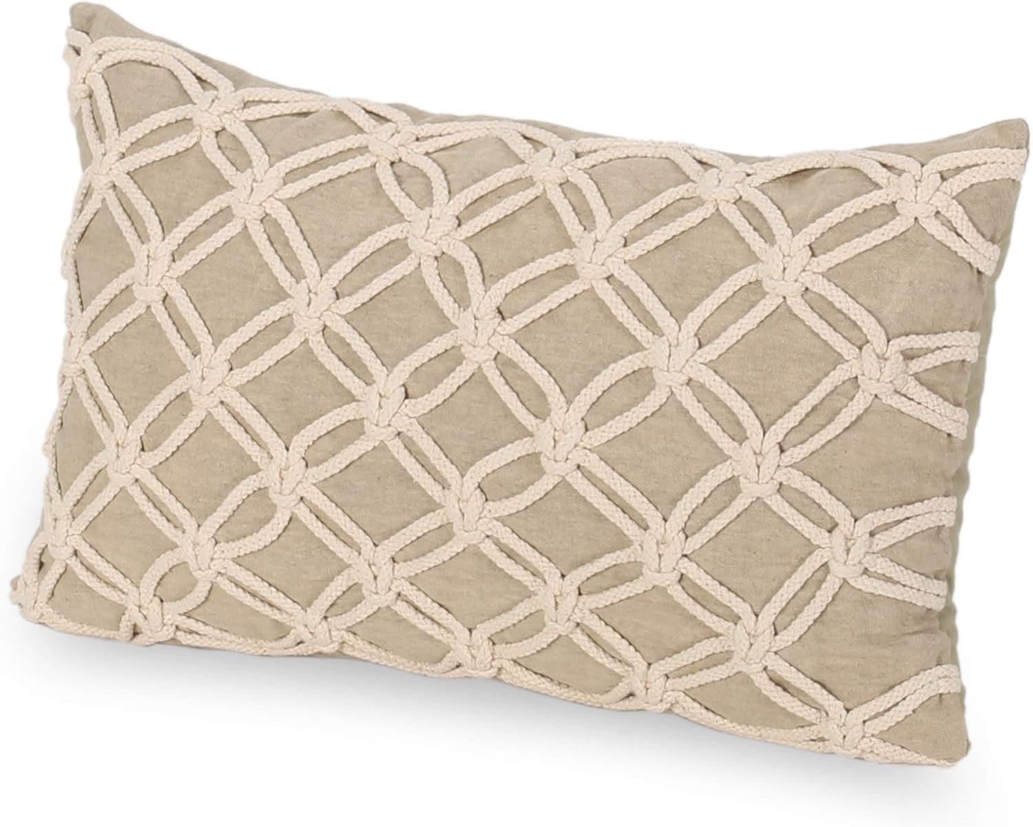 Christopher Knight Home Alexandra Fabric Pillow, One (1) Throw, White, Vintage Green