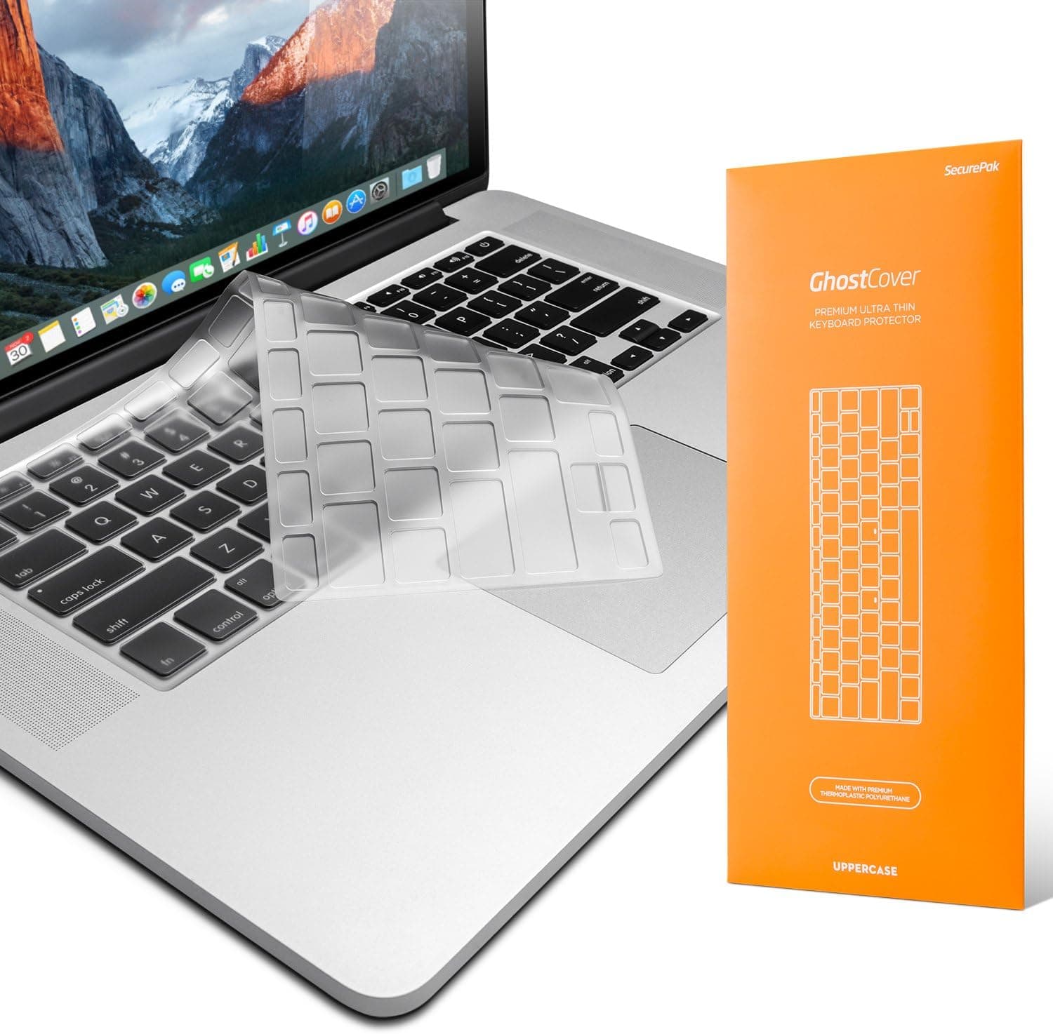 UPPERCASE GhostCover Premium Ultra Thin Clear Keyboard Protector for MacBook Air 2010-2017 and MacBook Pro 13" 15" 17" with or Without Retina Display, 2015 or Older Version