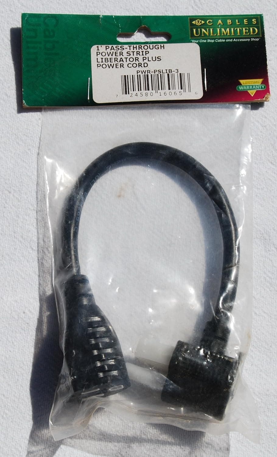 Cables Unlimited PWR-PSLIB-3 1-Foot Outlet Xtender Power Cord with Pass Through