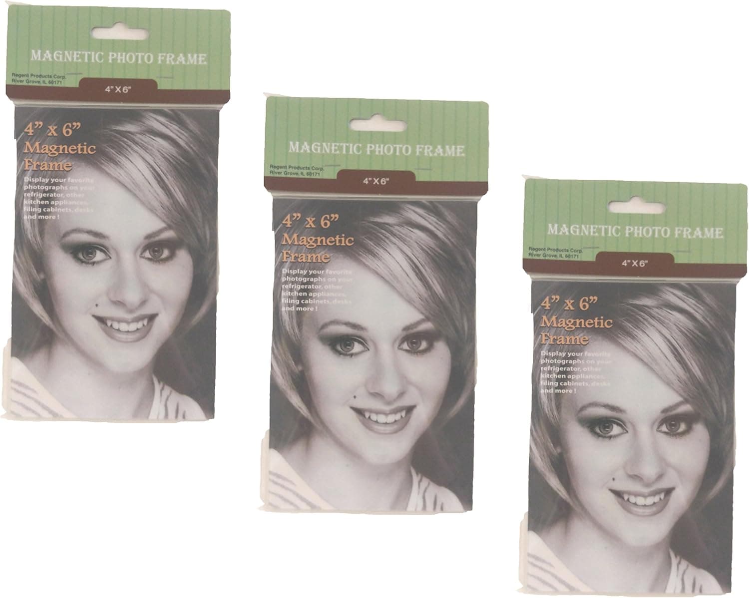 Set of 3 Magnetic Refrigerator Photo Frame 4" x 6" (3, 4" x 6")
