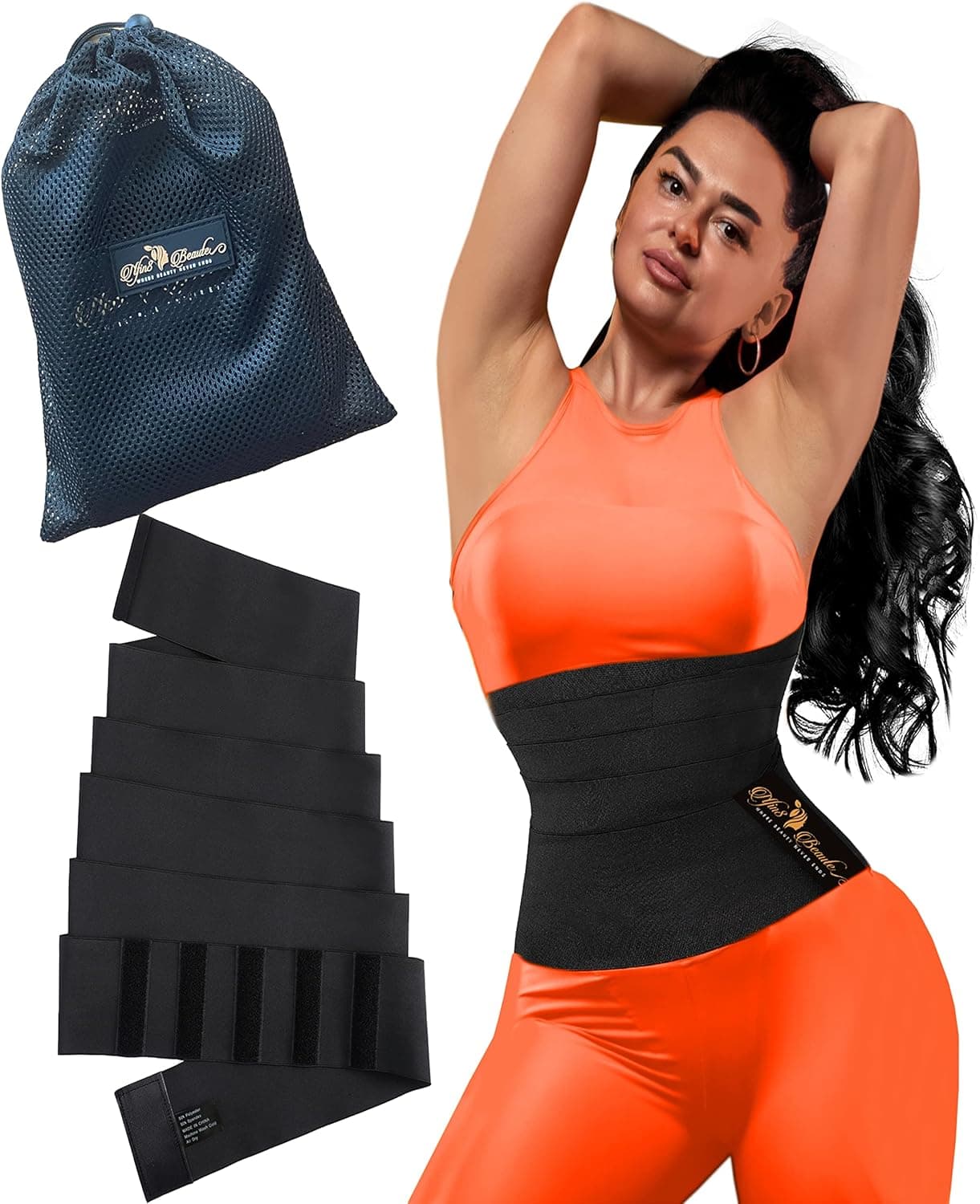 Snatch Me Up Waist Trainer Wrap - Small to Large 4inches/157inches - Lipo Wrap for Stomach - Waist Trainer Wrap for Women - Compression Tummy Waist Sauna Shapewear Wrap - Stomach Wraps for Weight Loss