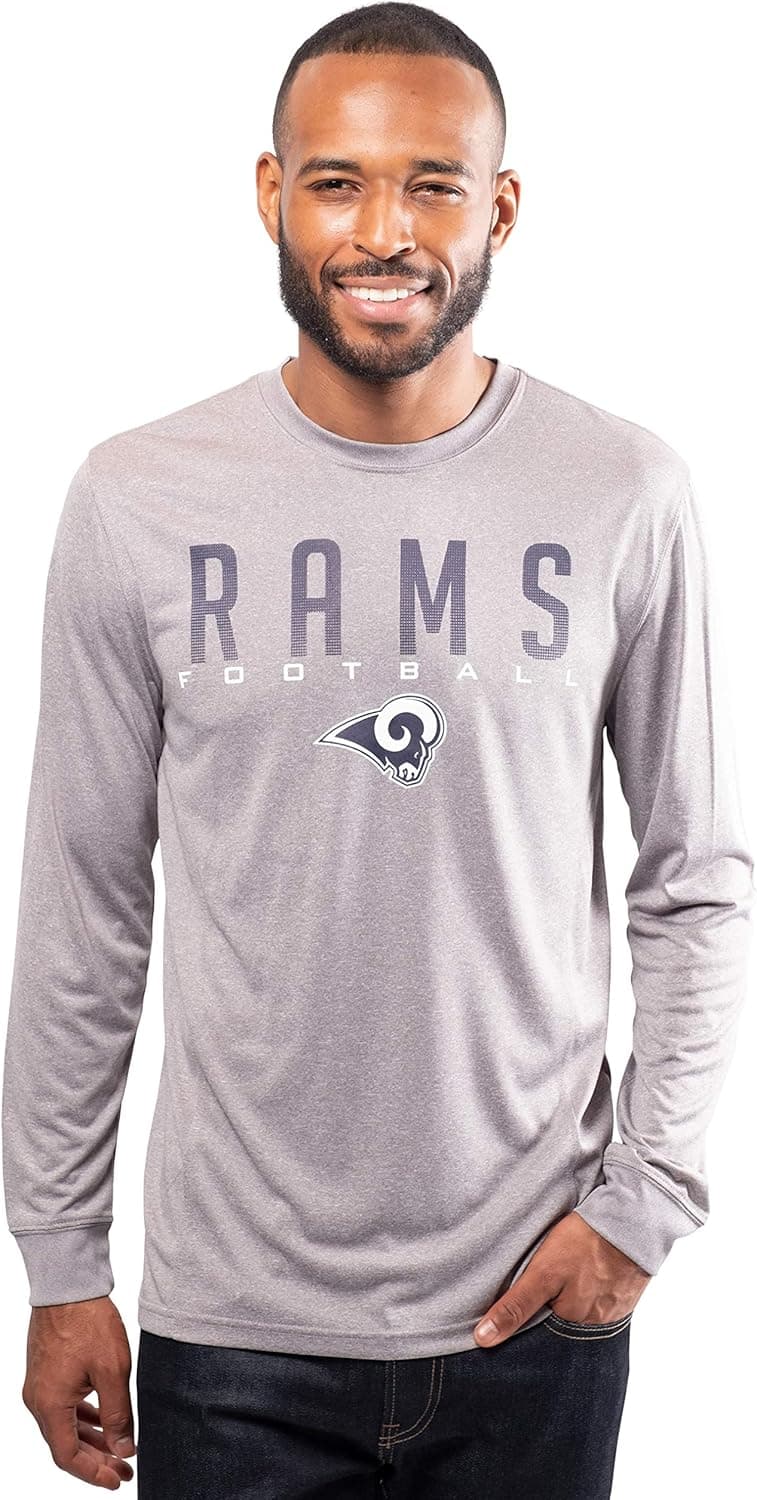 Ultra Game NFL Men's Active Lightweight Quick Dry Long Sleeve T-Shirt