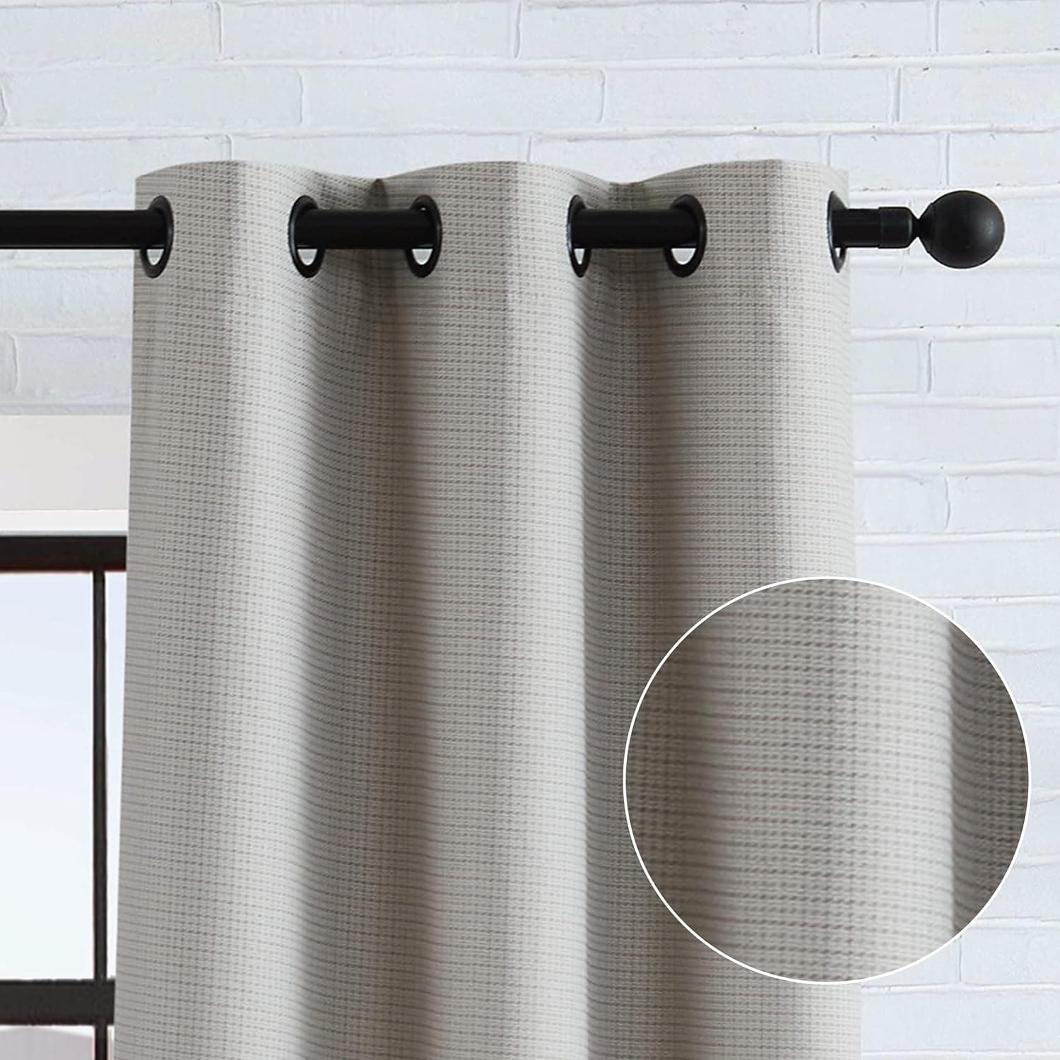 Lucky Brand Finley Ultimate Blackout Curtains | Set of 2 Panels and 2 Tiebacks | Privacy Drapes | Premium Grommet Header, 38" x 96" Pair, Beige