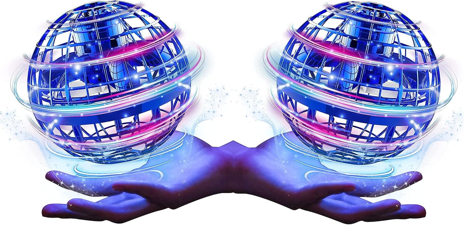 Am Bulan [2 Pack] Upgraded 2022 Flying Orb Boomerang Ball Spinner - 2 Pieces 360 LED Hover Sphere