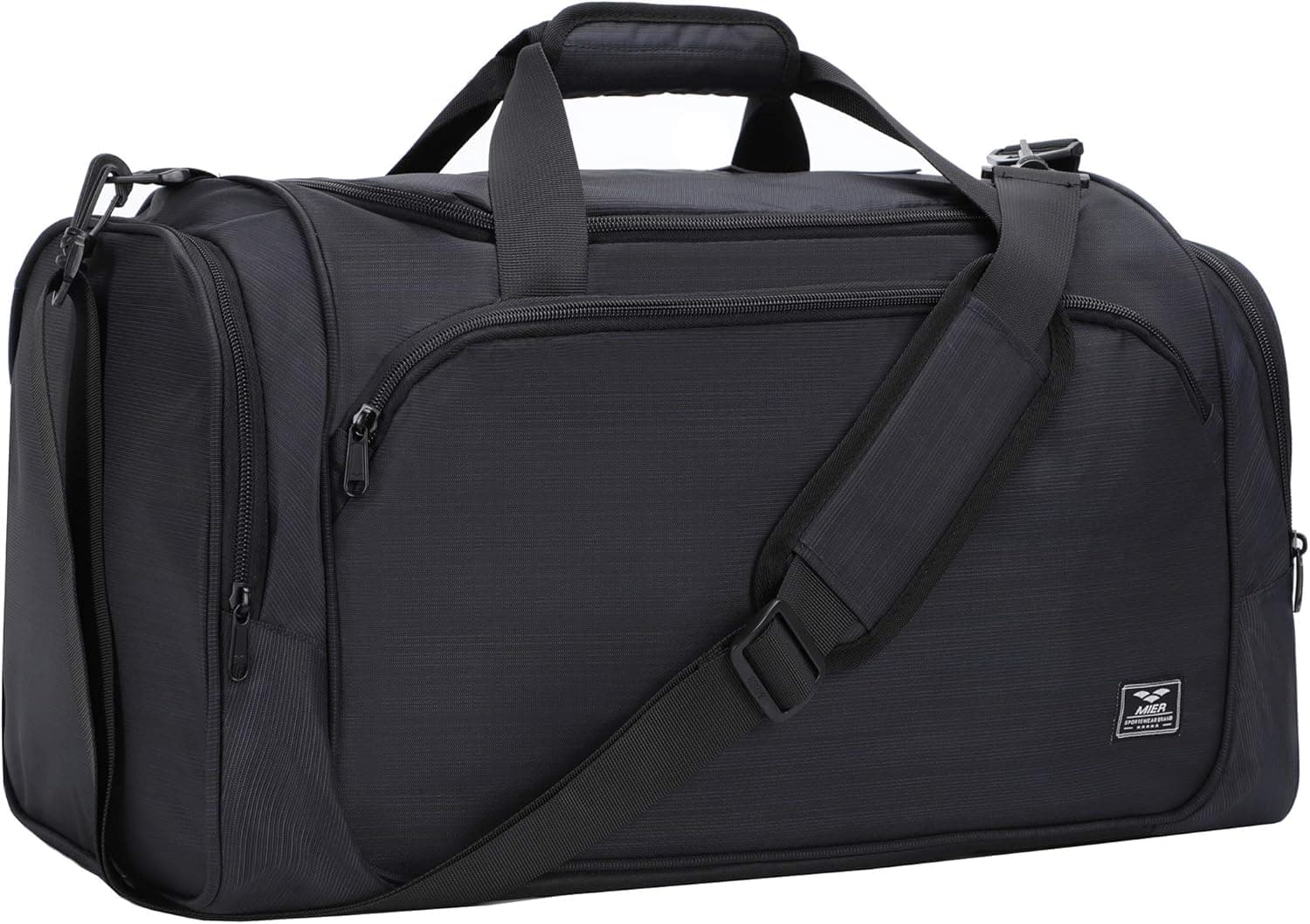 MIER 21Inch Sports Gym Bag with Wet Pocket Travel Duffel Bag for Men Women,Black