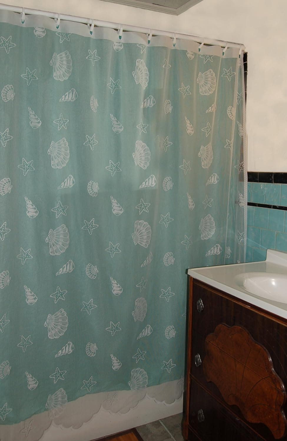 Curtain Chic Seashells Lace Shower Curtain, Ivory