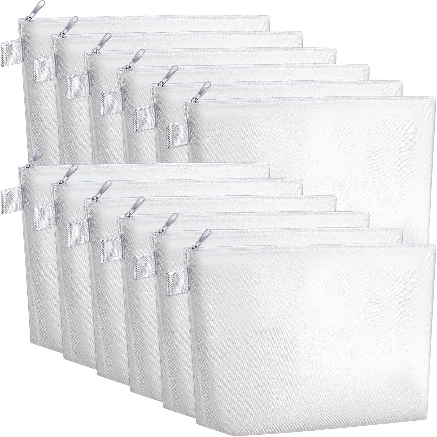 Weewooday 12 Pieces Canvas Makeup Bags Plain Cosmetic Pouch with Zipper Blank DIY Bags for Travel wedding Girls Women Toiletry Makeup Cosmetic Stationery (White)