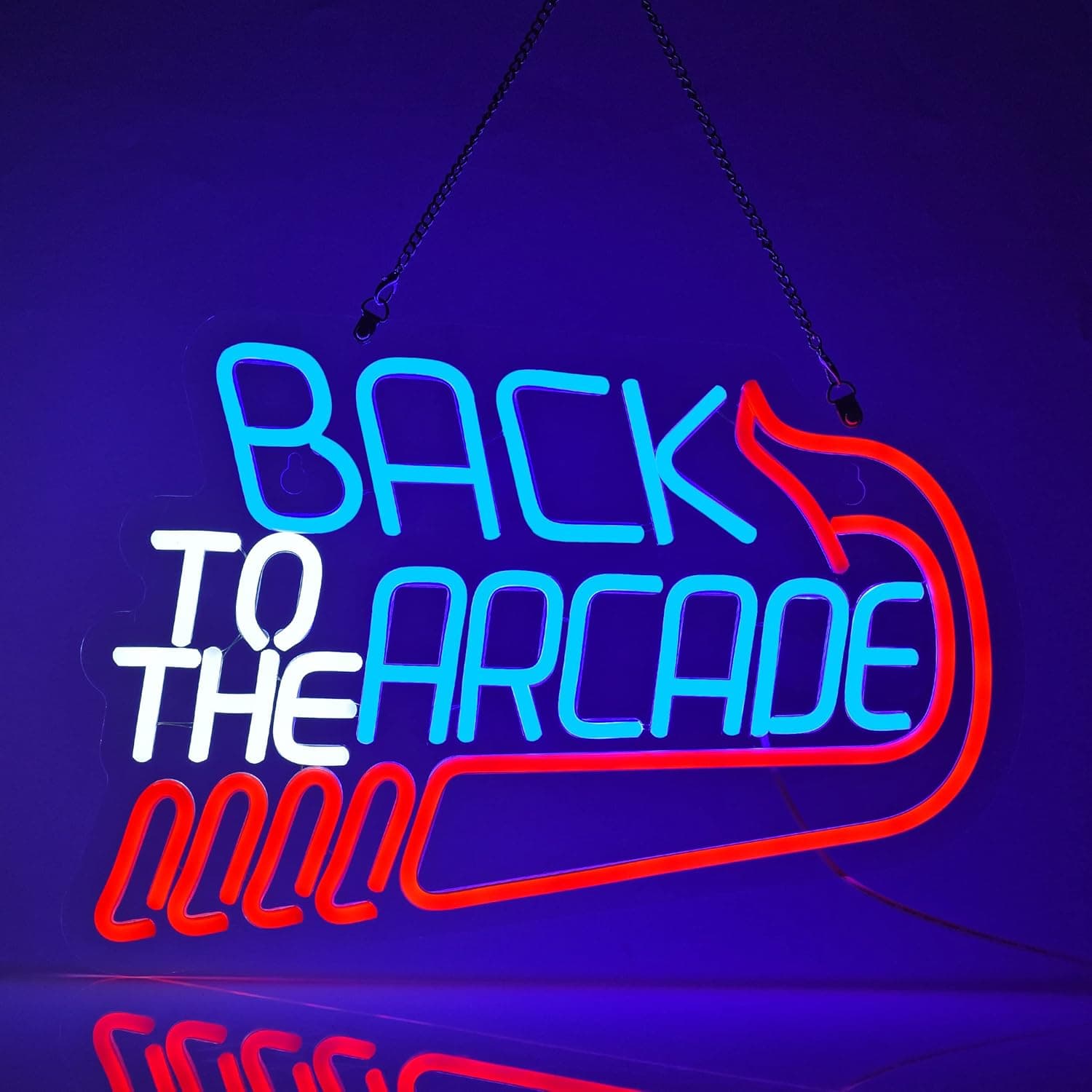 Back to the Arcade Neon Signs LED Beer Bar Club Bedroom Glass Neon Lights Sign for Office Hotel Pub Cafe Wedding Birthday Party Man Cave Neon Light Art Wall Lights 17" x 12" Blue