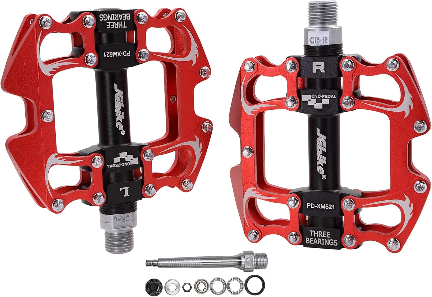 JGbike PD-XM521 Bicycle Cycling Bike Pedals,Lightweight Non-Slip Platform Pedals,Sealed 3 Bearing Flat Pedals for BMX MTB Touring Bike,Mountain Bike, e-Bike Fat Bike