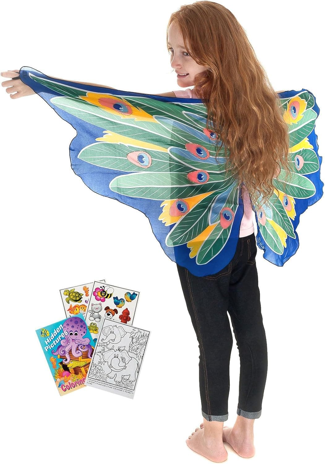 Douglas Toys Dreamy Dress-Ups 50599 Peacock Bird Wings with Coloring Book