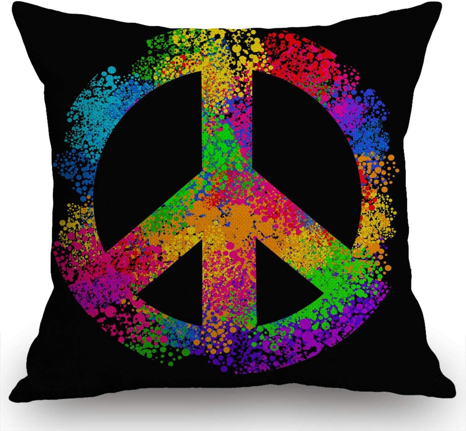 Swono Throw Pillow Cover Colorful Peace Sign Symbols Decorative Pillow Cases Home Decor Square 18x18 Inches Pillowcases