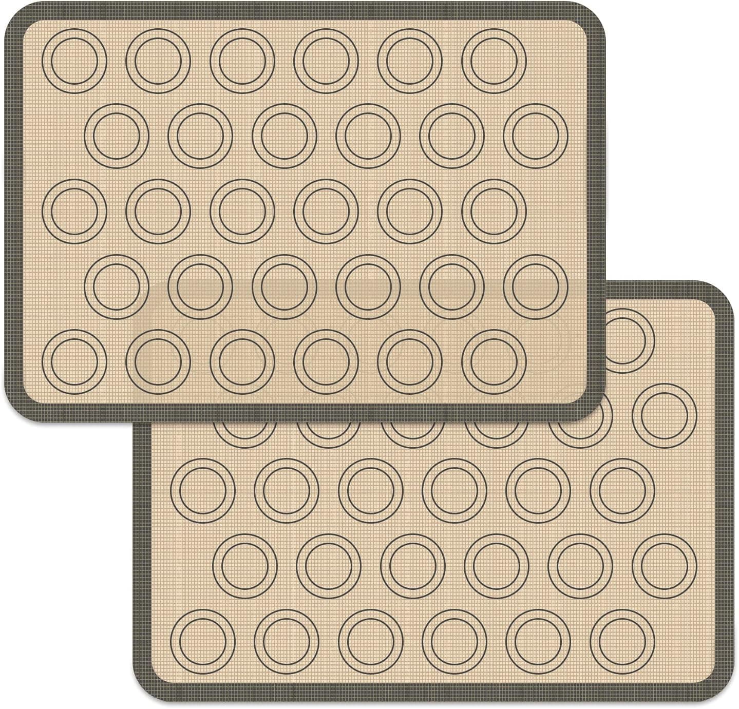 KUFUNG Silicone Baking Mat - Macaron Silicone Baking Mats With Pre-printed Template Design - Non Stick & Reusable Silicone Baking Sheet (S, Gray)