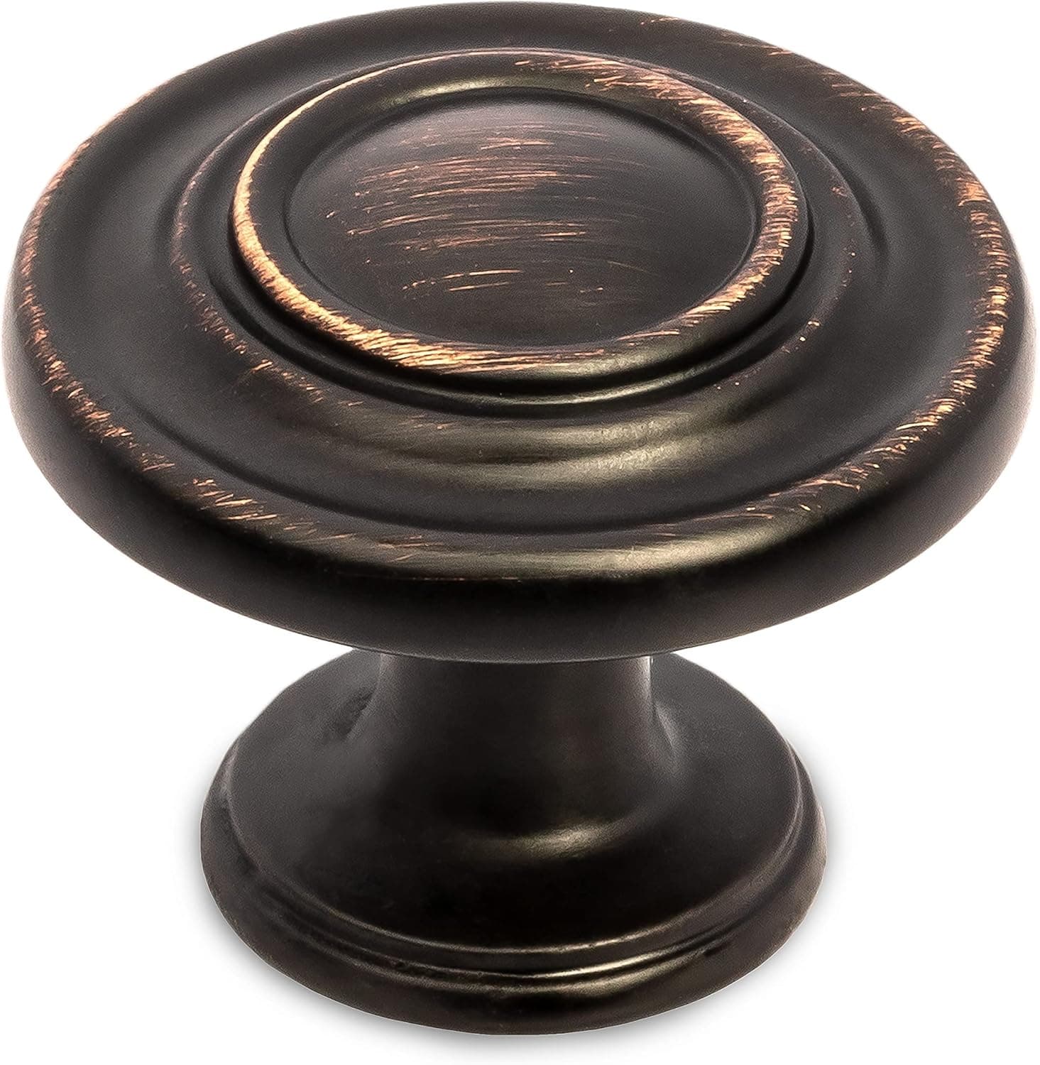 Barcaloo 30 Pack 1-1/4 inch Round Ringed Kitchen Cabinet Knobs Drawer Knobs Dresser Knobs Oil Rubbed Bronze 1.25-inch Diameter Bathroom Knobs Drawer Pulls Door Knobs Dresser Drawer Handles Knobs