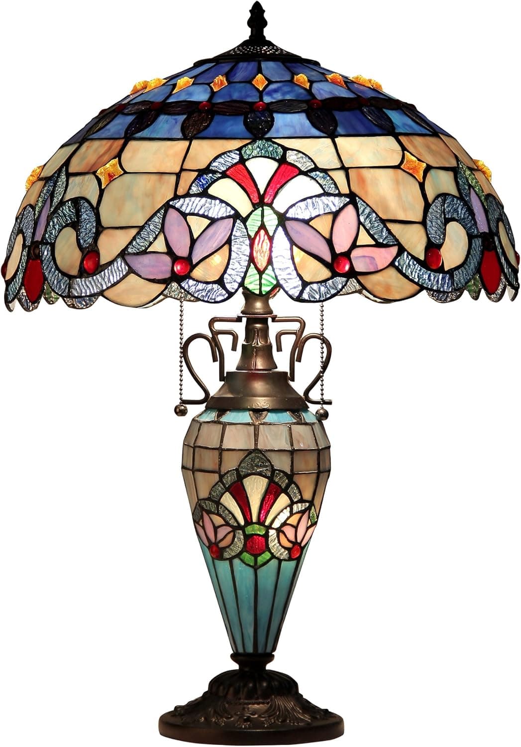 Chloe Lighting CH33381VB18-DT3 Grenville Tiffany-Style Victorian 3 Light Double Lit Table Lamp 18-Inch Shade