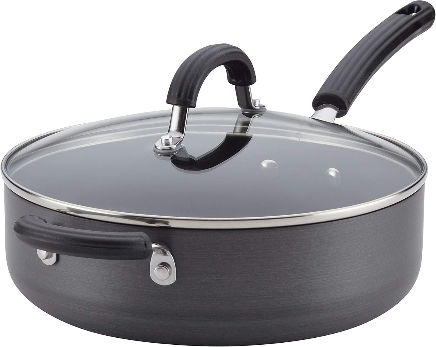 Circulon Hard Anodized Nonstick Saute Pan / Frying Pan / Fry Pan with Lid and Helper Handle - 4 Quart, Black