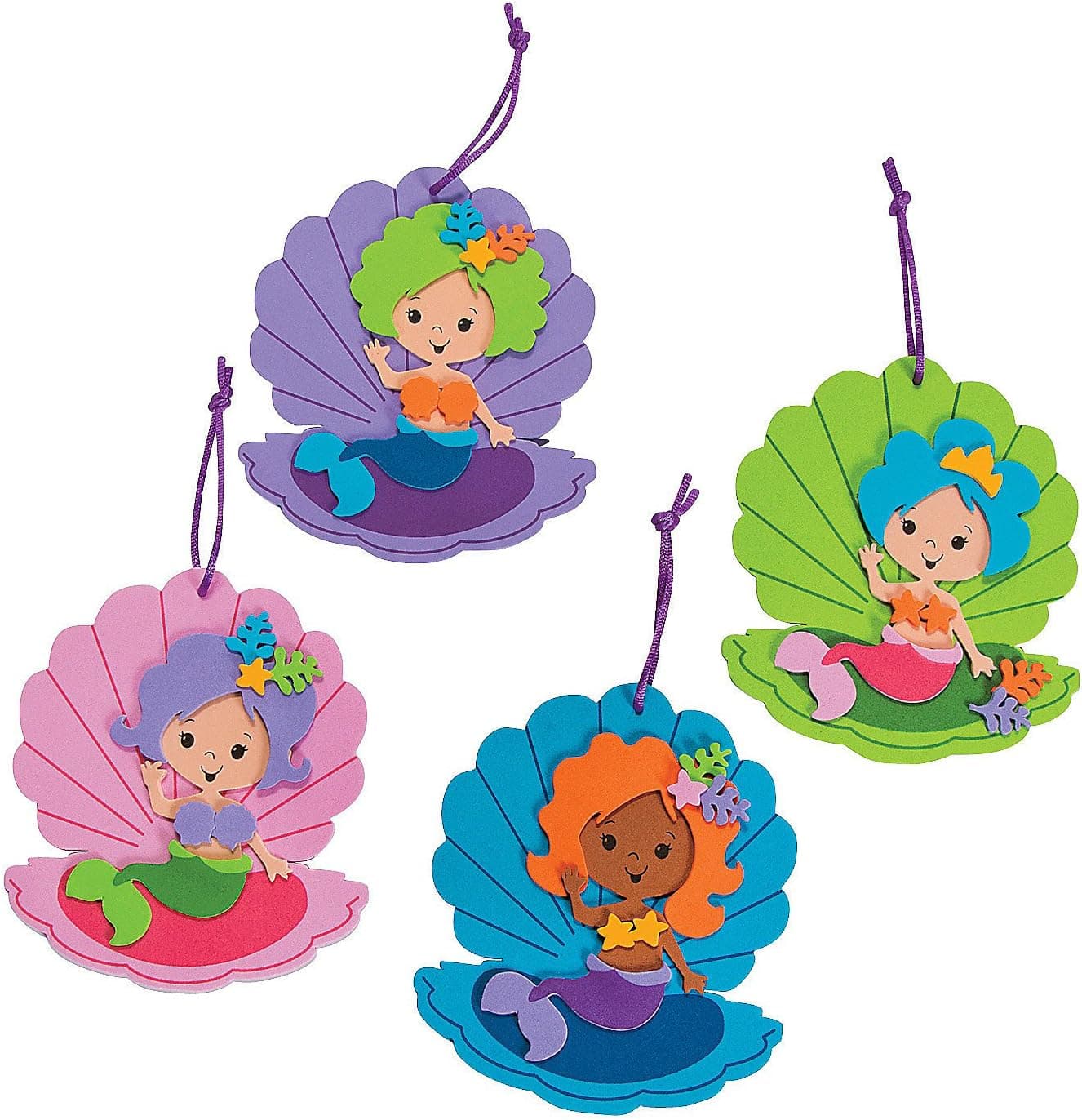 Mermaid Foam Ornament Ck- 24 Pc - Crafts for Kids and Fun Home Activities