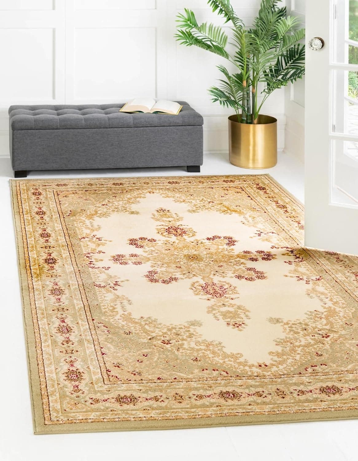 Unique Loom Versailles Collection Traditional Classic Border with Medallion Motif, Area Rug (8' 0 x 11' 4 Rectangular, Green/ Ivory)