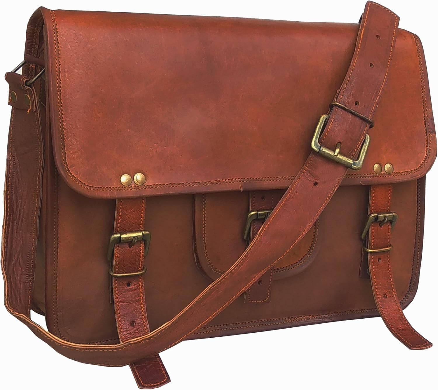 Gbag (t) Leather Unisex Real Leather Messenger Bag for Laptop Briefcase Satchel ...