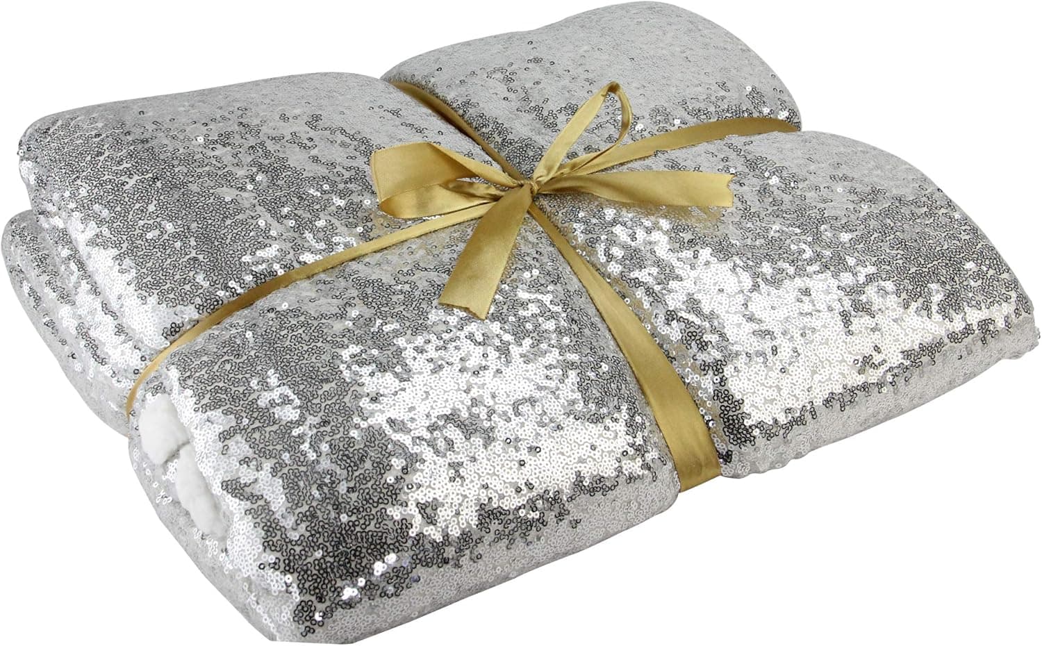 Northlight White and Silver Contemporary Sequined Throw Blanket 49" x 67"