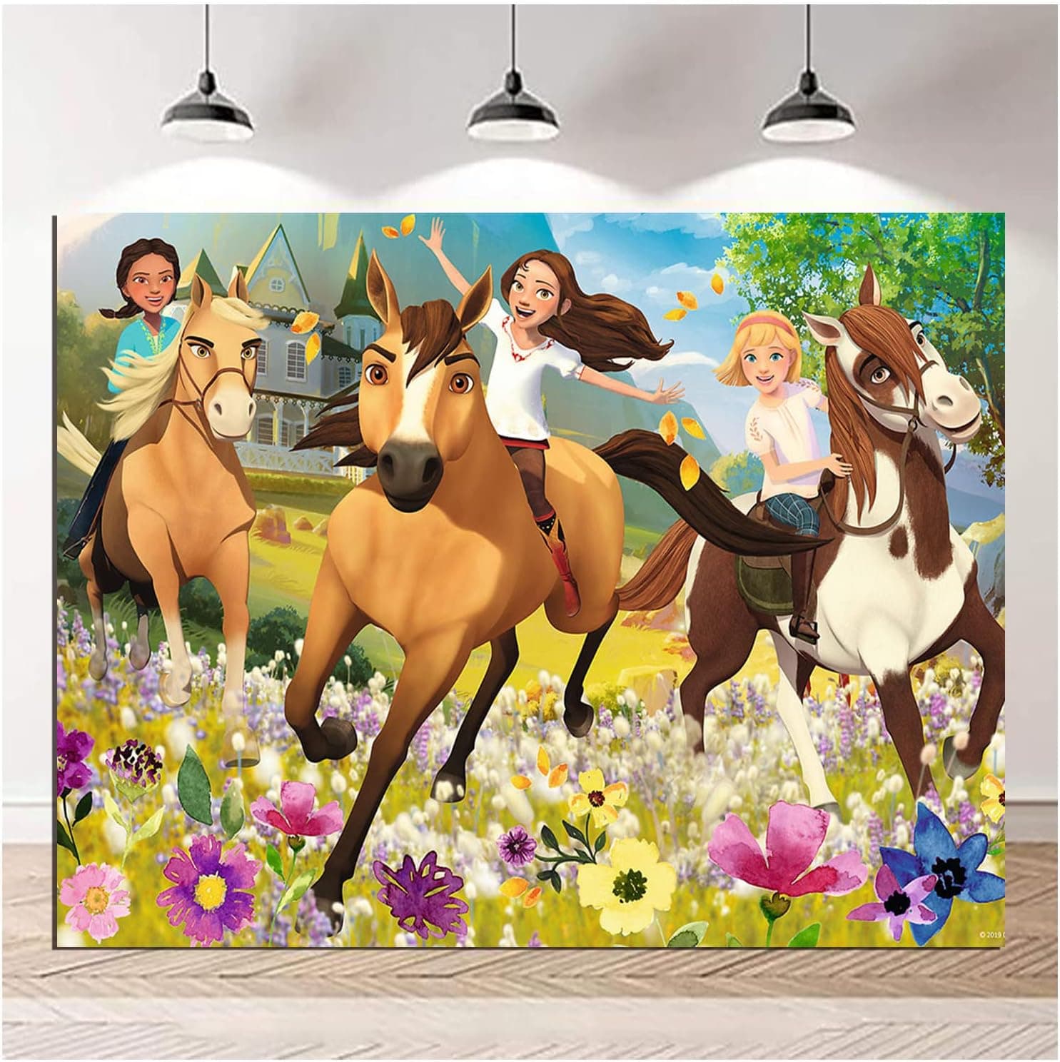 Spirit Riding Party Boys or Girl Birthday Party Photo Backdrops Spirit Horse Theme Photography Backdrops 5x3ft Dessert Cake Table Decor Supplies Kids Studio Video Shooting Props