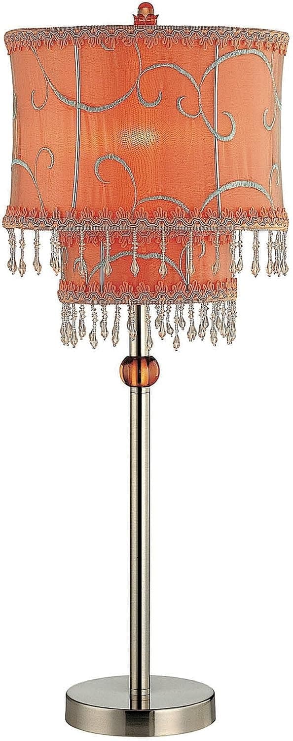 Lite Source LS-20295PS/ORN Table Lamp with Orange Fabric Shades, Steel Finish
