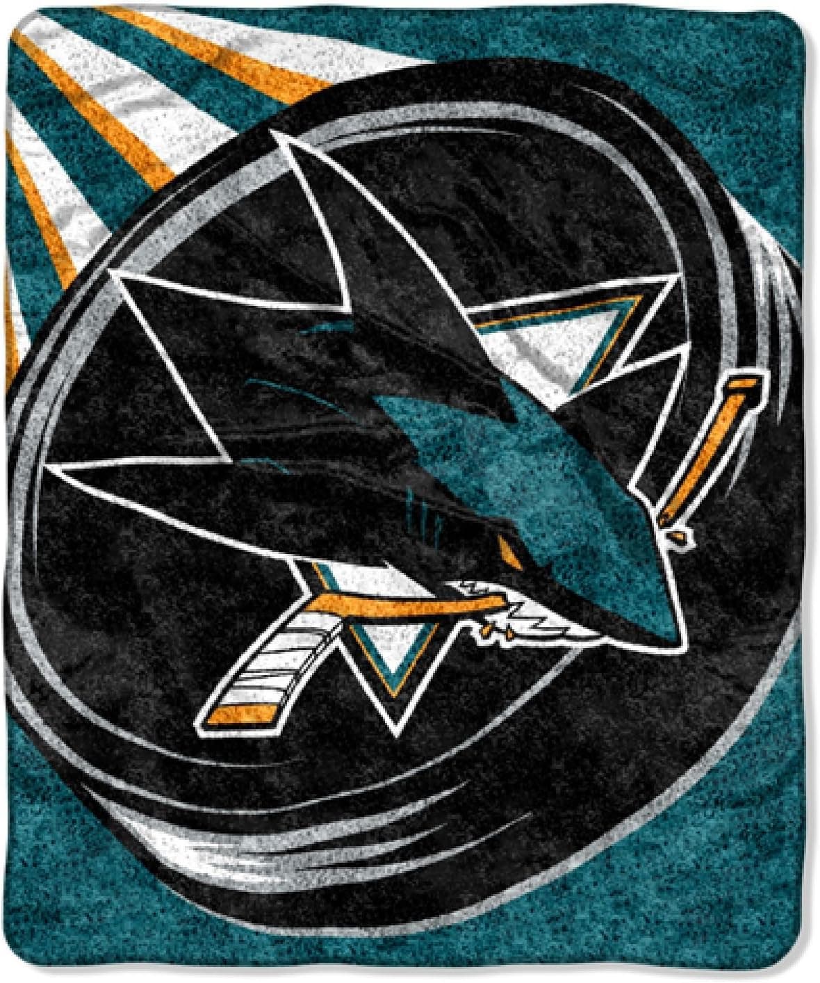 Officially Licensed NHL Puck Sherpa on Sherpa Throw Blanket, 50" x 60", Multi Color
