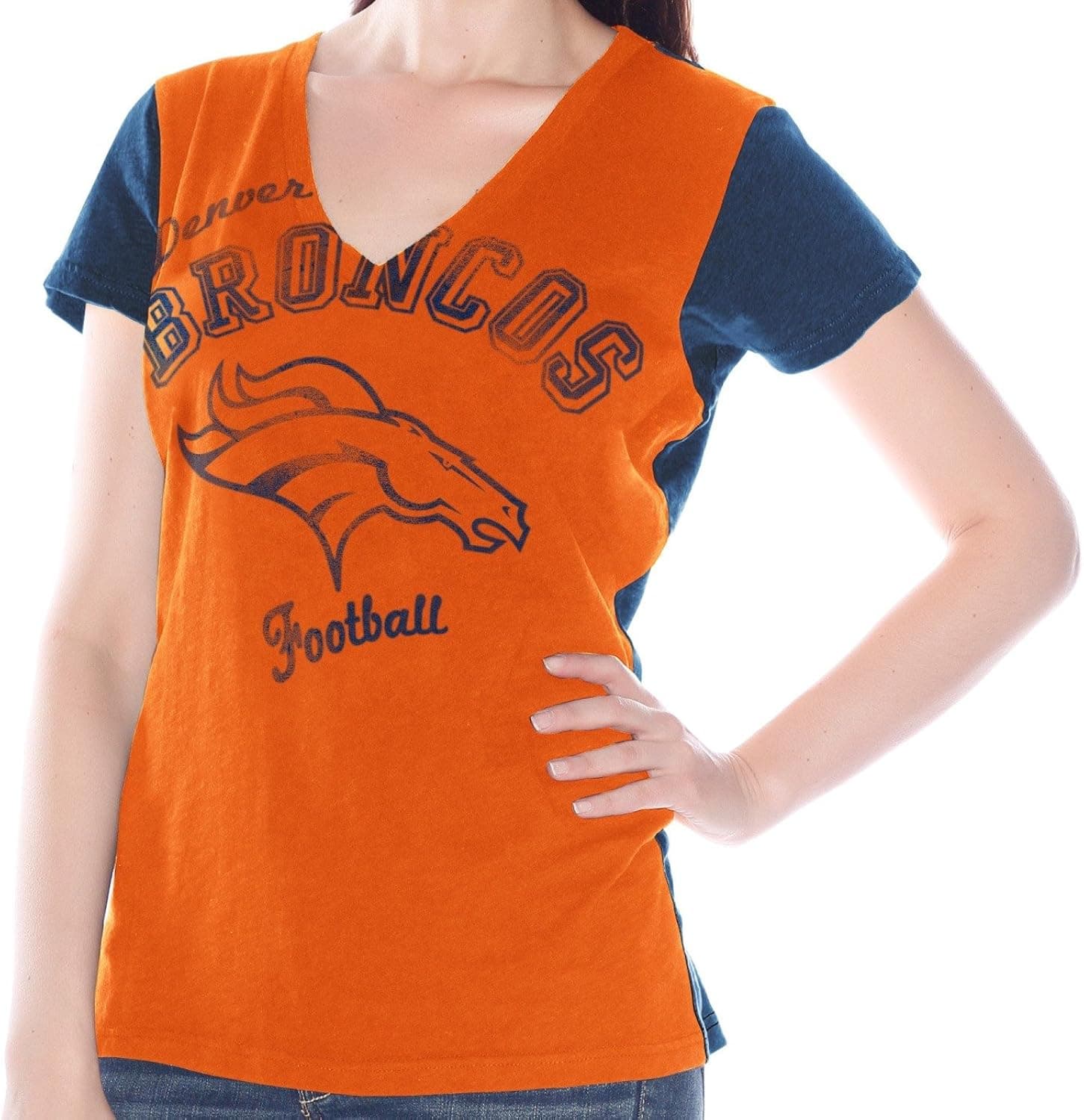 Denver Broncos Womens Fair Catch V-Neck T-shirt X-Large