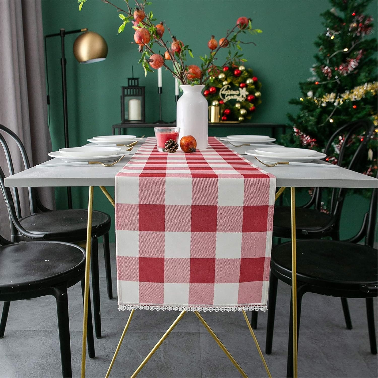 Dining Table Runner Buffalo Check Table Runners 72 Inch Dresser Scarf Plaid Christmas Table Runner for Dining Room Home Christmas Thanksgiving Decor