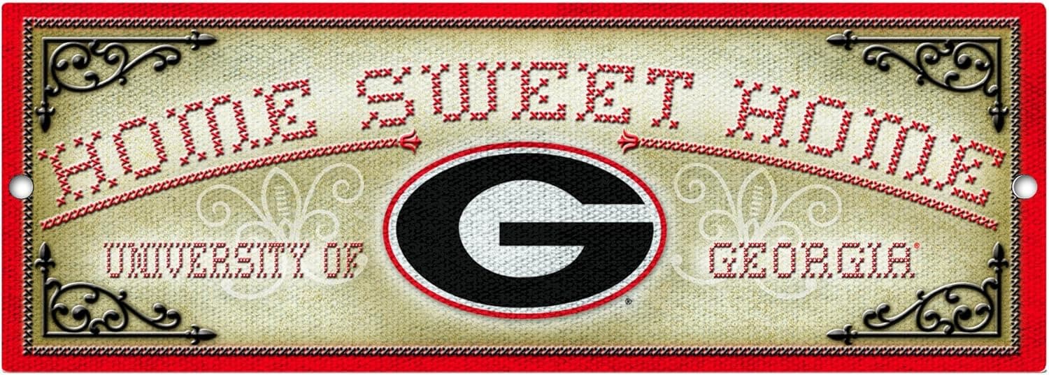 NCAA Georgia Bulldogs 6-by-17 Inch Home Sweet Home Wood Cross Stitch Sign