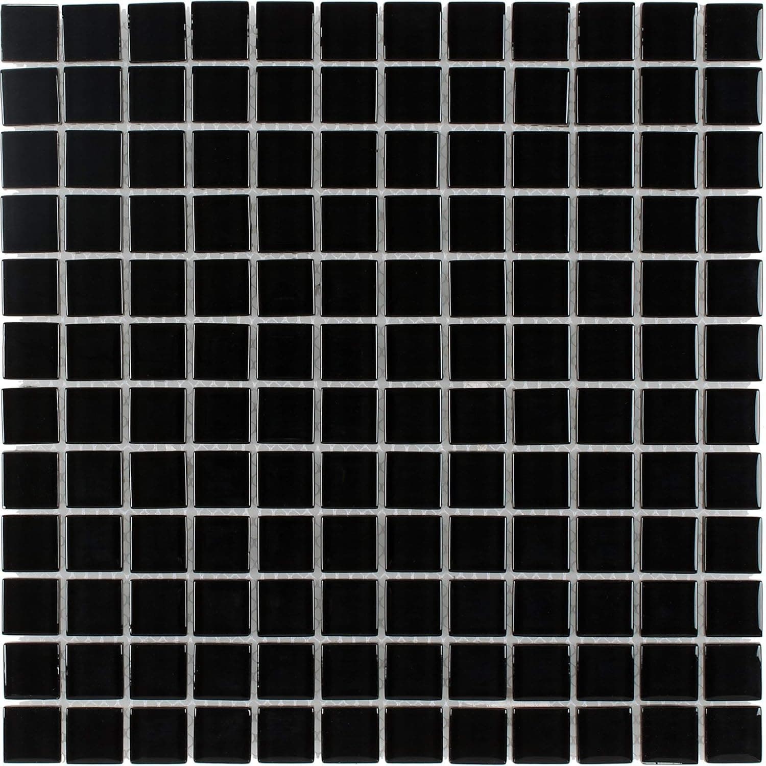 Classic Stacked Squares Black Glossy Glass Mosaic Tile Kitchen Backsplash Bathroom MTO0294