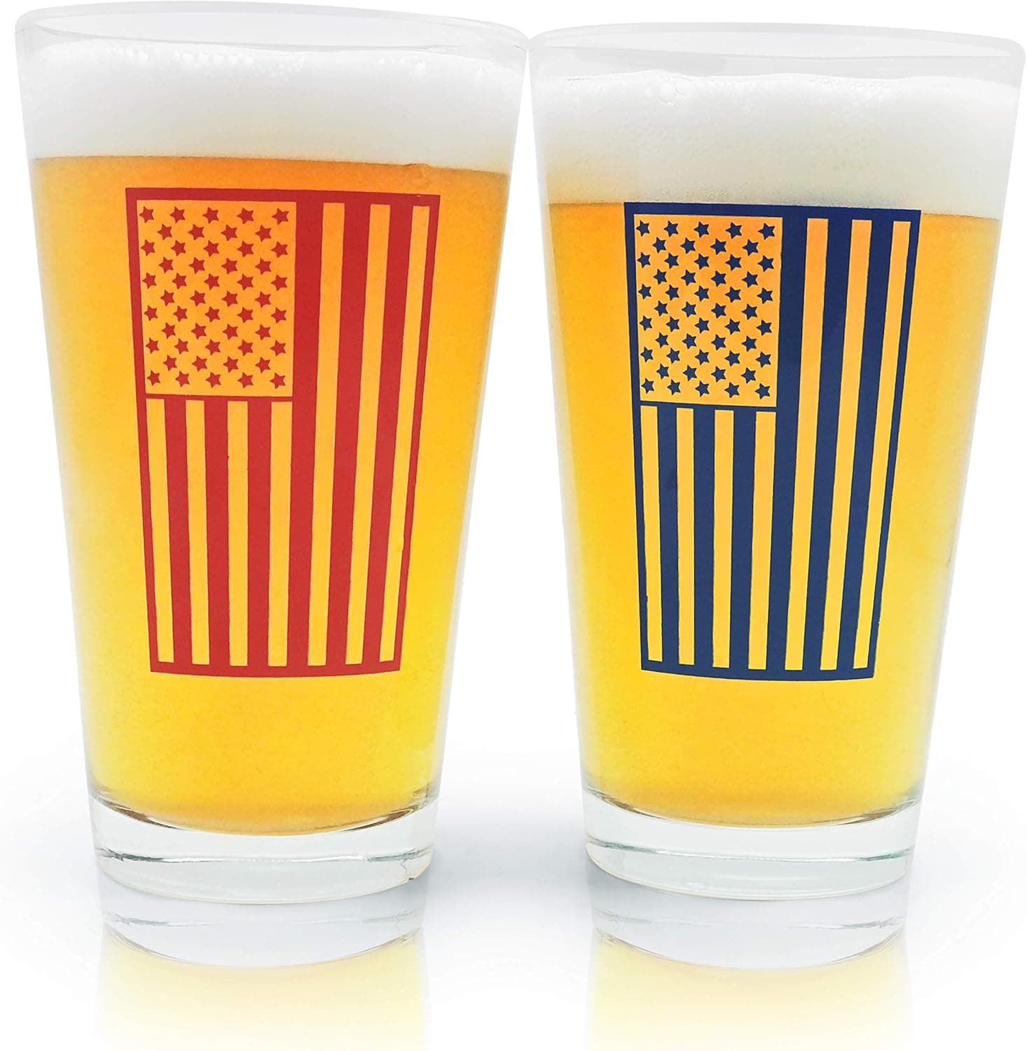American Flag Pint Beer Glasses Gift Set | Perfect Glass as a Christmas Present, Veterans Day, Father’s Day, 4th of July, or Birthday Gift for Dad.