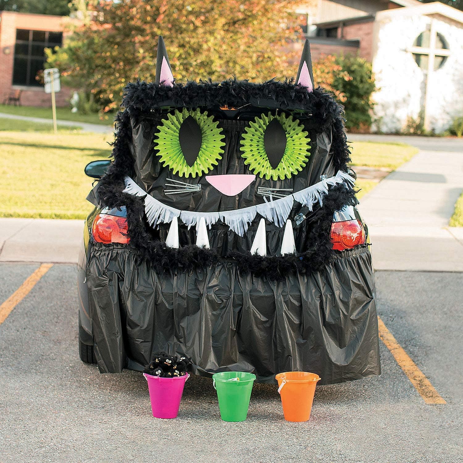 Black Cat Trunk Or Treat Decorating Kit for Halloween (57 piece set)