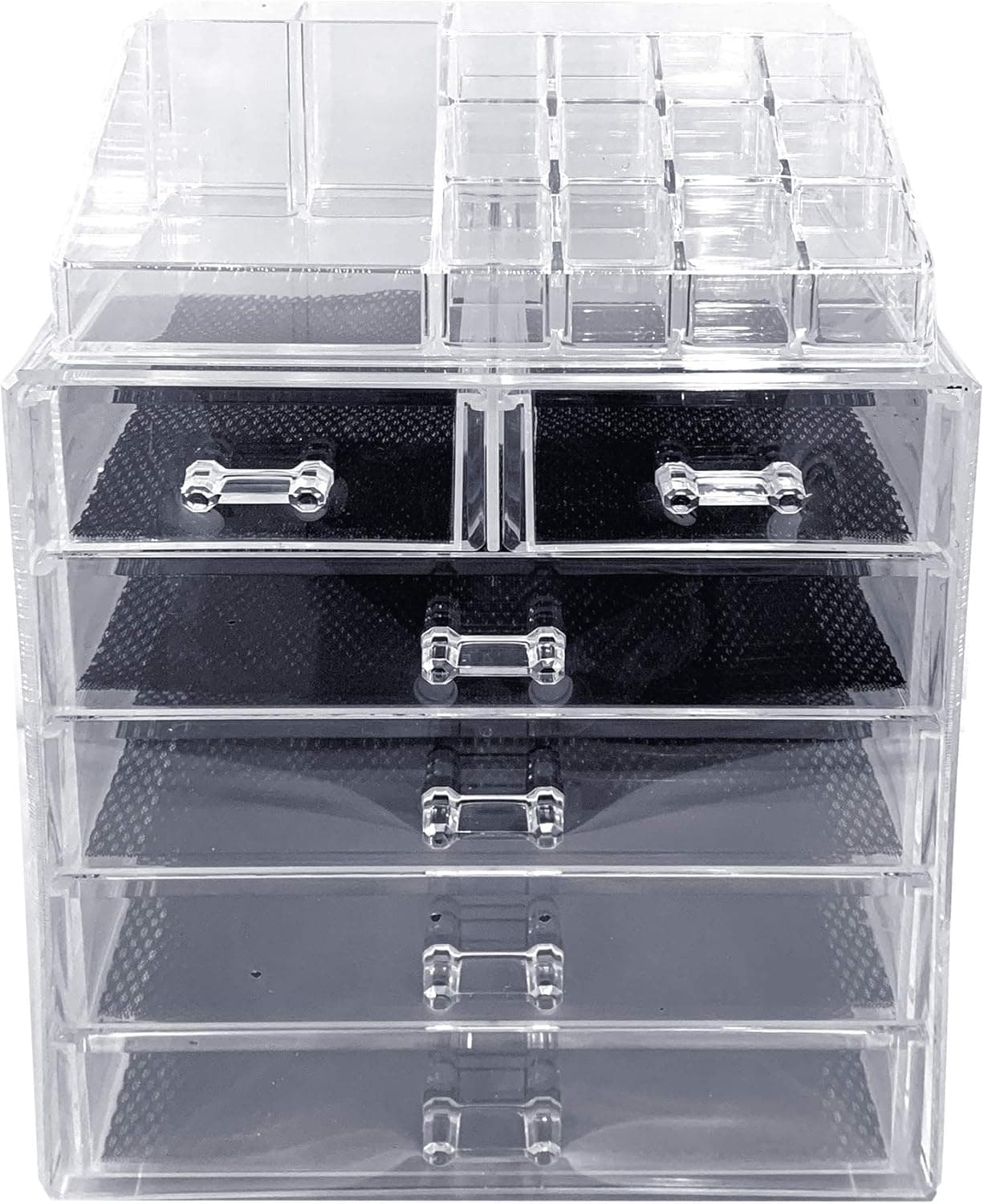 ABO Gear Makeup Organizer Make up Organizers Cosmetics and Jewelry Storage Organizer Case Display Boxes, Great for Bathroom, Dresser, Vanity and Countertop, 4 Large and 2 Small Drawers, 2pcs