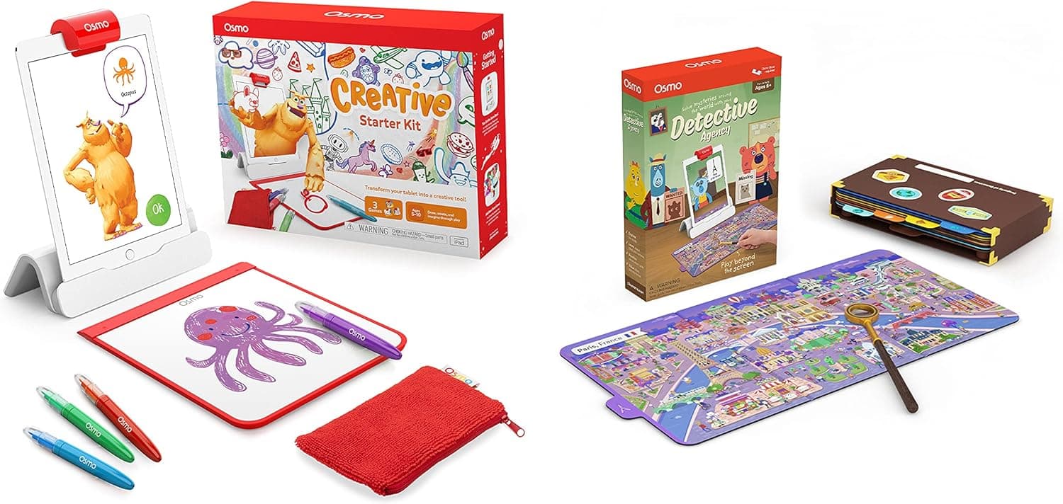 Osmo - Creative Starter Kit for iPad (Ages 5-10) + Detective Agency: A Search & Find Mystery Game Bundle (Ages 5-12) iPad Base Included