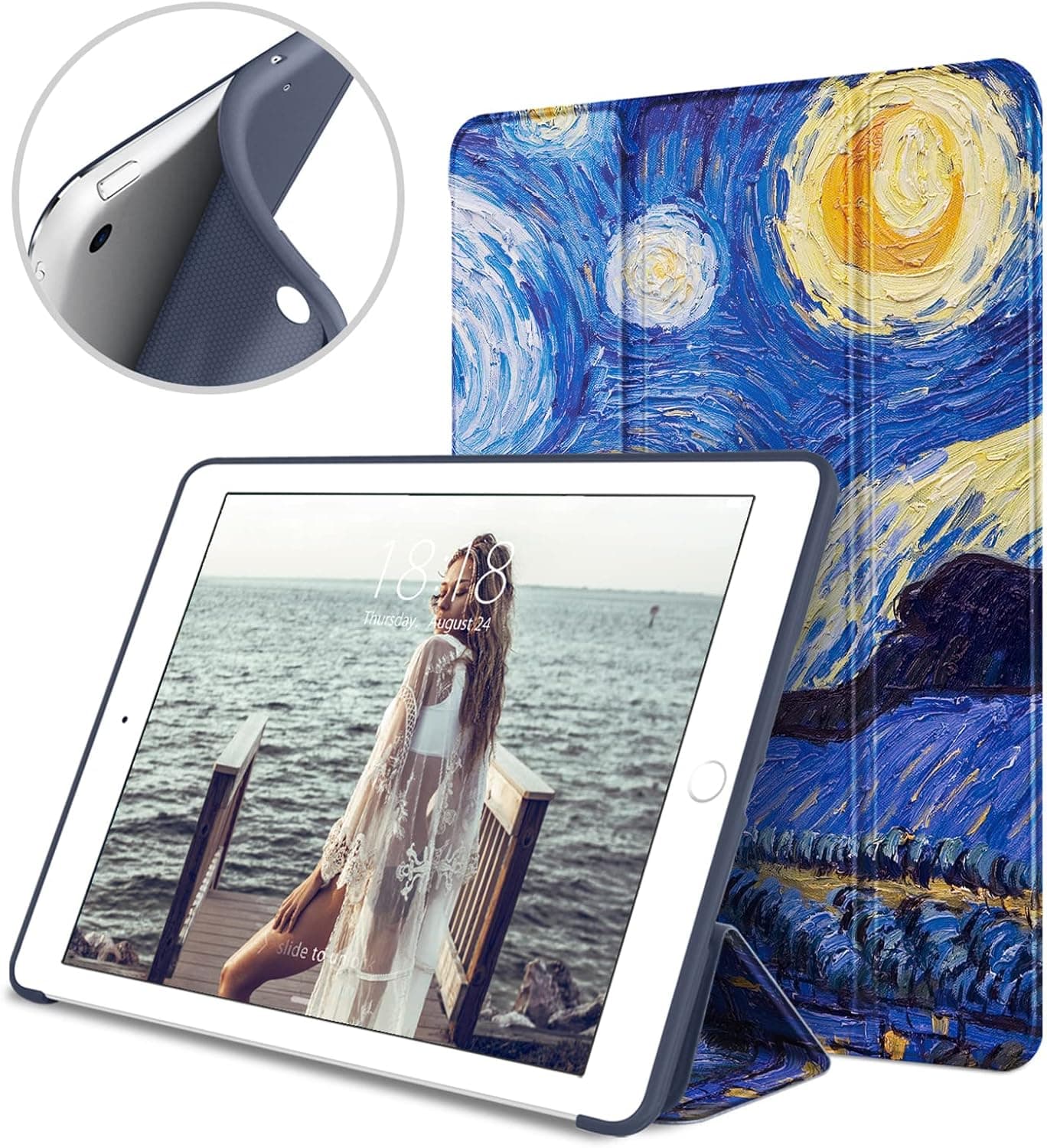 DTTO Mini Case for iPad Mini 3/2/1, (Not Compatible with iPad Mini 5 2019) Ultra Slim Lightweight Smart Case Trifold Cover Stand with Flexible Soft TPU Back Cover [Auto Sleep/Wake], Starry Night