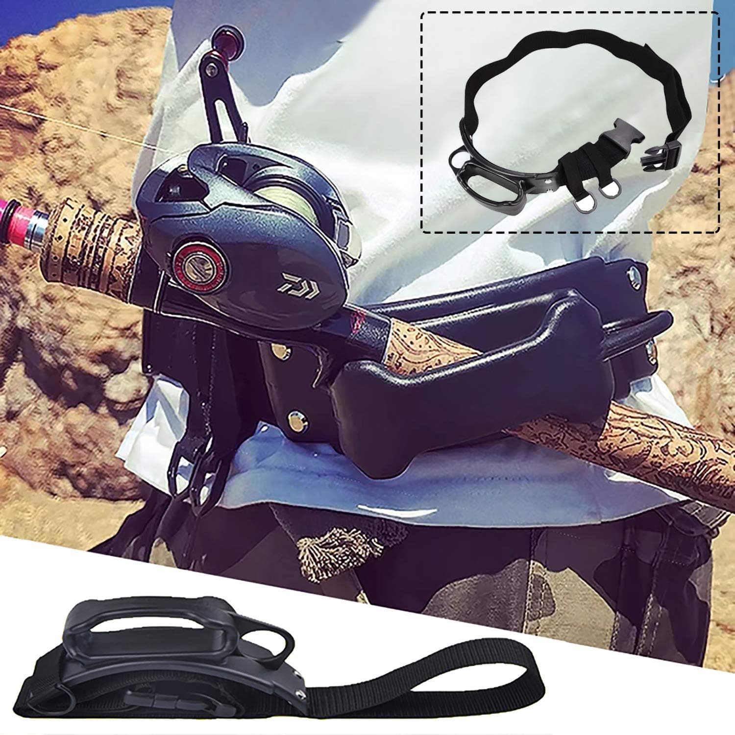 E-jades Fly Fishing 3rd Hand Rod Holder with Belt, Waist Belt Rod Holder Clip，Wonderful Father's Day Gifts For Father