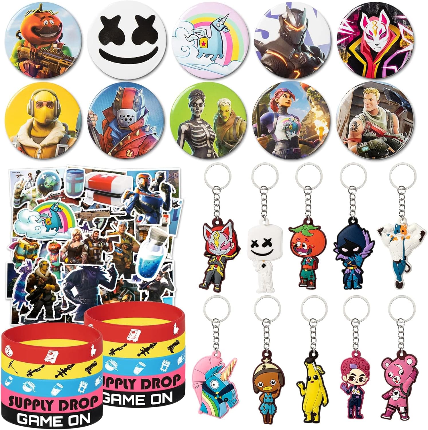 YAOO Game Birthday Party Supplies,82pcs Video Game Party Favors Set,Include 10 Button Pins,10