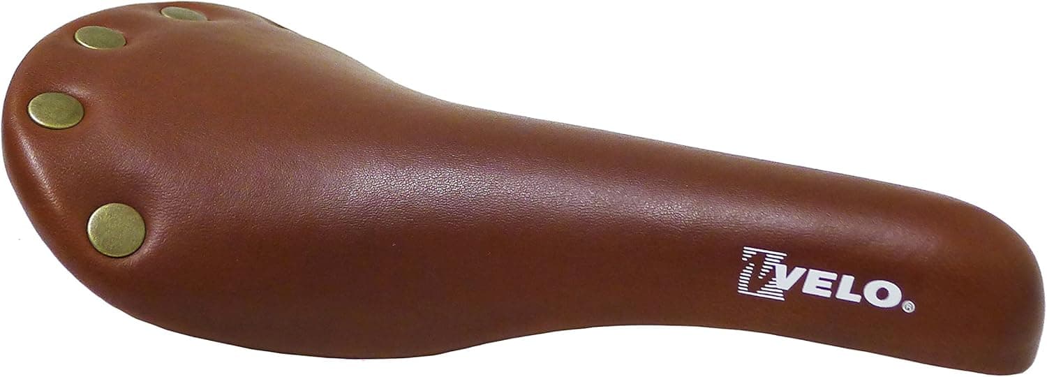 Velo Classic Rivet Bicycle Saddle, 153mm, Brown
