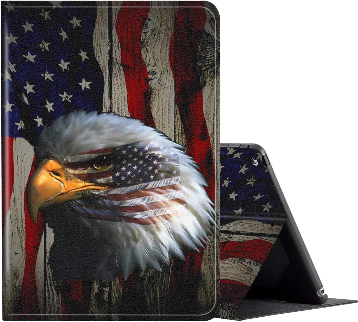for iPad 10.2 Case (2021/2020/2019) 7th/8th/9th Generation ipad Case, Adjustable Non-Slip Folio Stand Smart Cover for New Apple iPad 9/8/7 Gen 10.2 inch-Patriotic Eagle