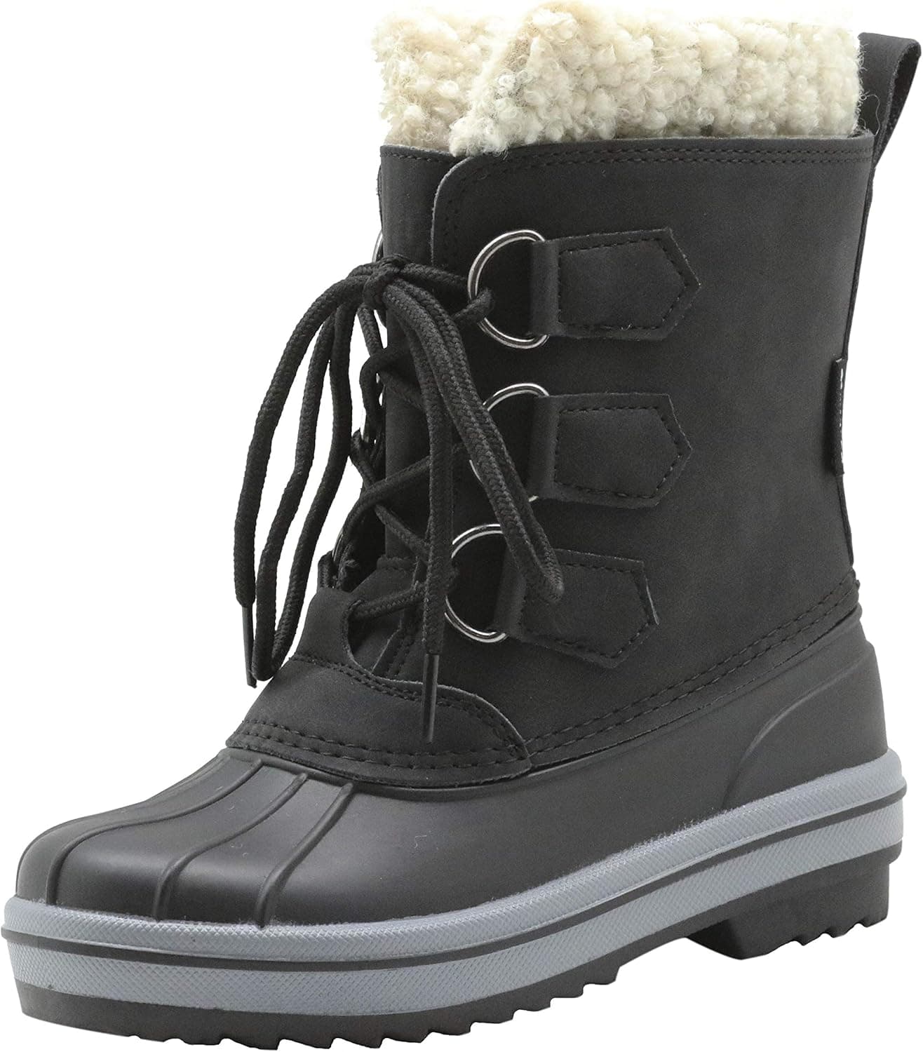 Apakowa Kids Boys Girls Waterproof Snow Boots Outdoor Insulated Fur Winter Warm Duck Boots (Little Kid/Big Kid)