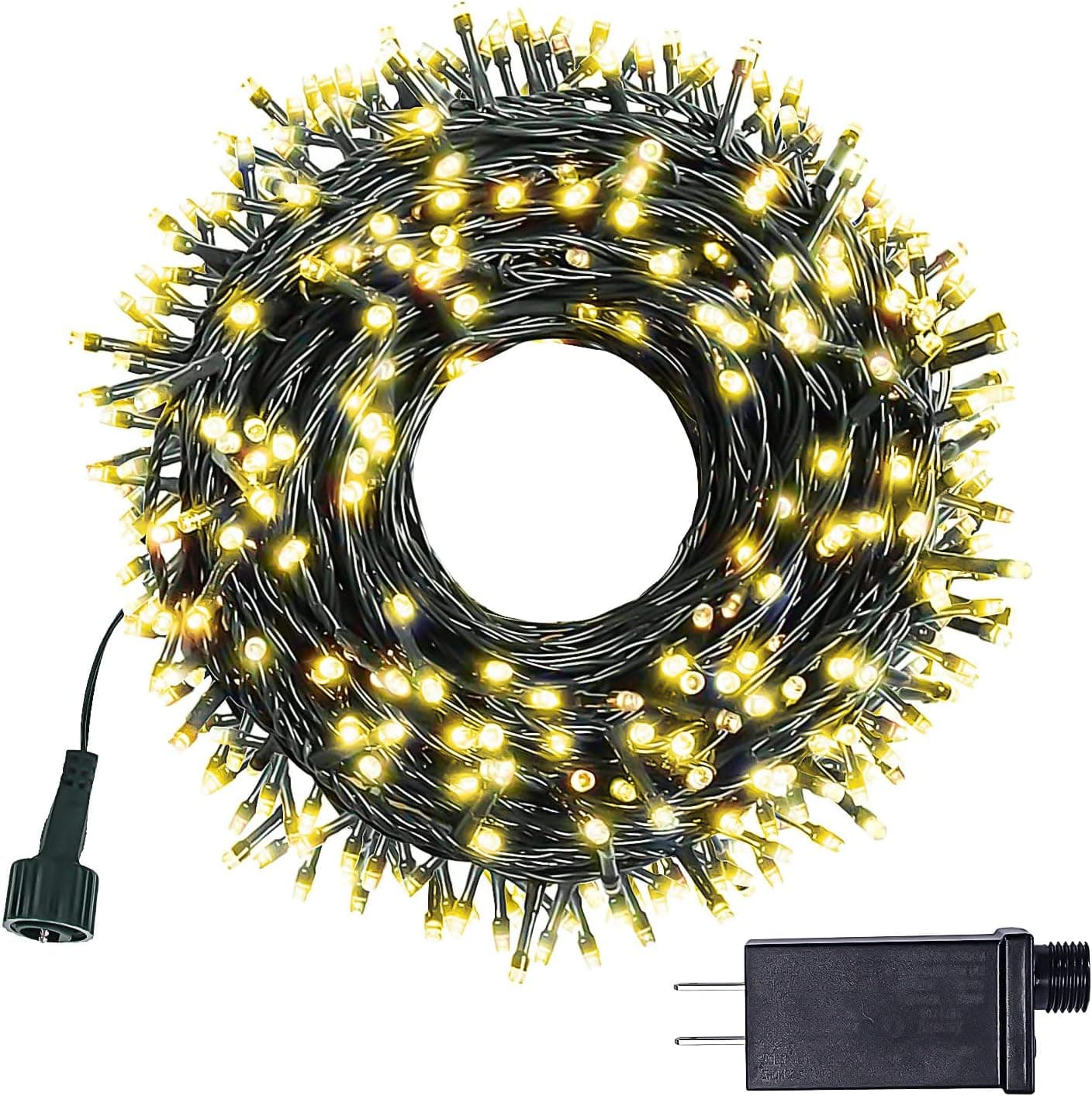 Warm White String Lights, 300 LED 105 FT Tree Lights, Twinkle Lights Green Wire, UL Certified Christmas Fairy Lights Plug in, 8 Modes Led Christmas Lights Indoor Outdoor Waterproof.