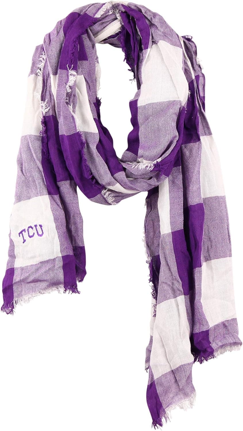 Zoozats Adult NCAA Plaid Fringed Scarf