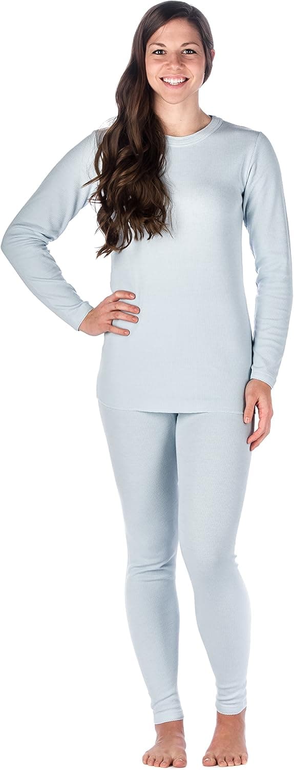 Noble Mount Womens Extreme Cold Waffle Knit Thermal Top and Bottom Set
