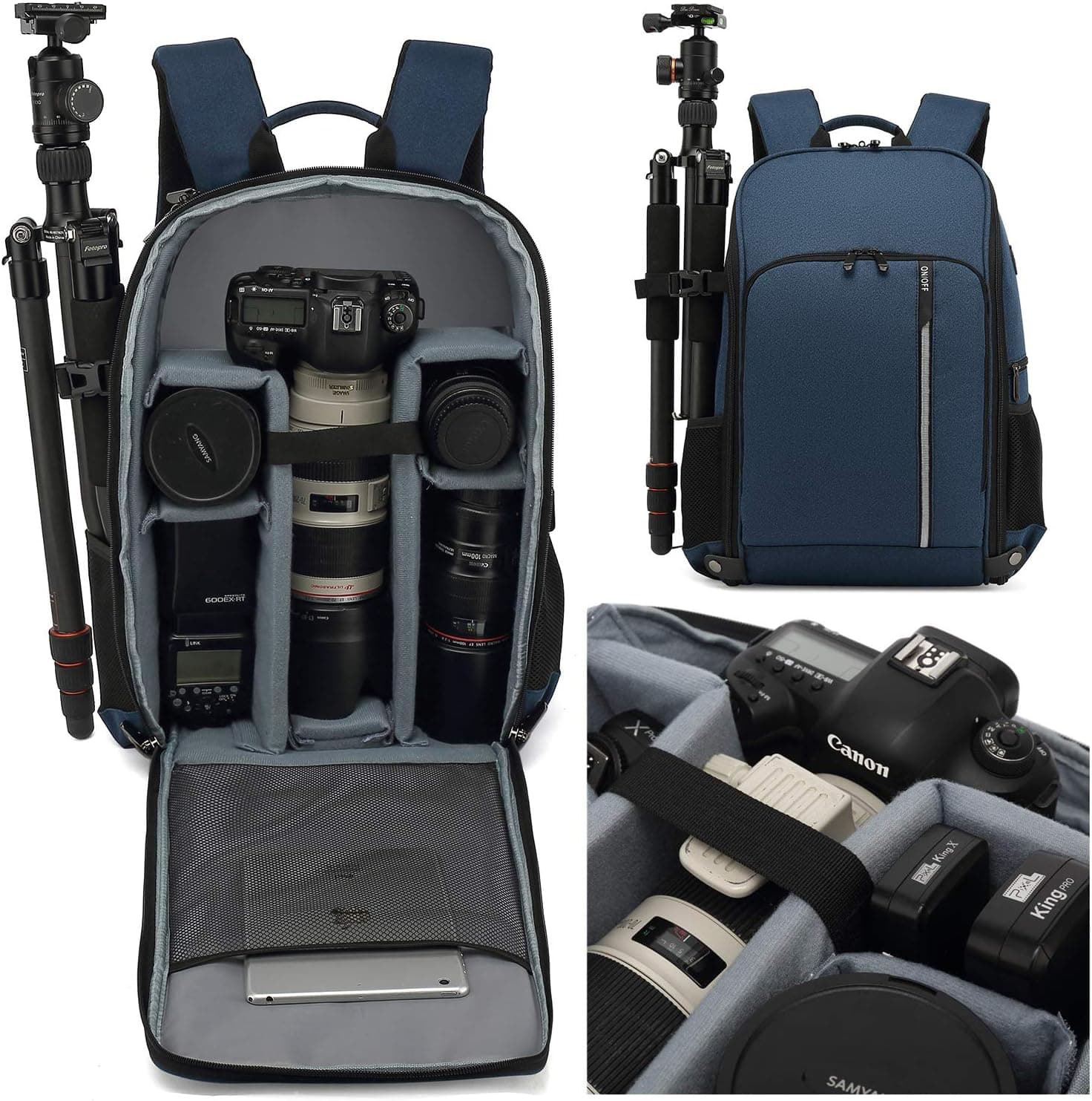 MUMAIS Canada Style Camera Backpack With 15.6 Inch Laptop Bag Compatible Waterproof Shockproof Rain Cover For Women Men Photographer Camera For DSLR/SLR,0099 Nylon Large(Blue)