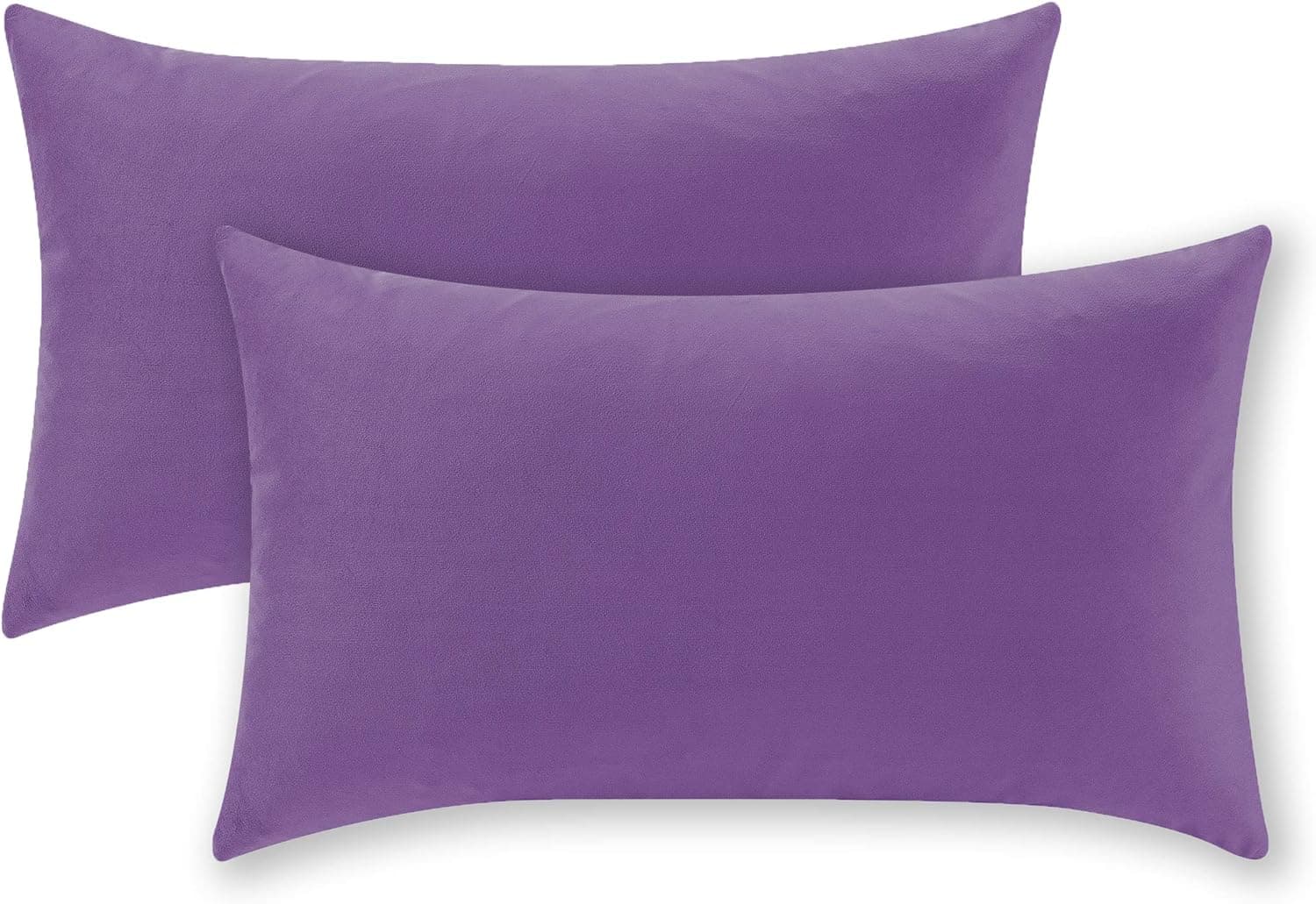 COMFORTLAND 2 Pack Decorative Throw Pillow Covers, Lumbar Soft Luxury Velvet Cushion Sham, 12x20 Solid Pillowcase Set for Sofa Couch Bed Chair Car Home Decor, Violet