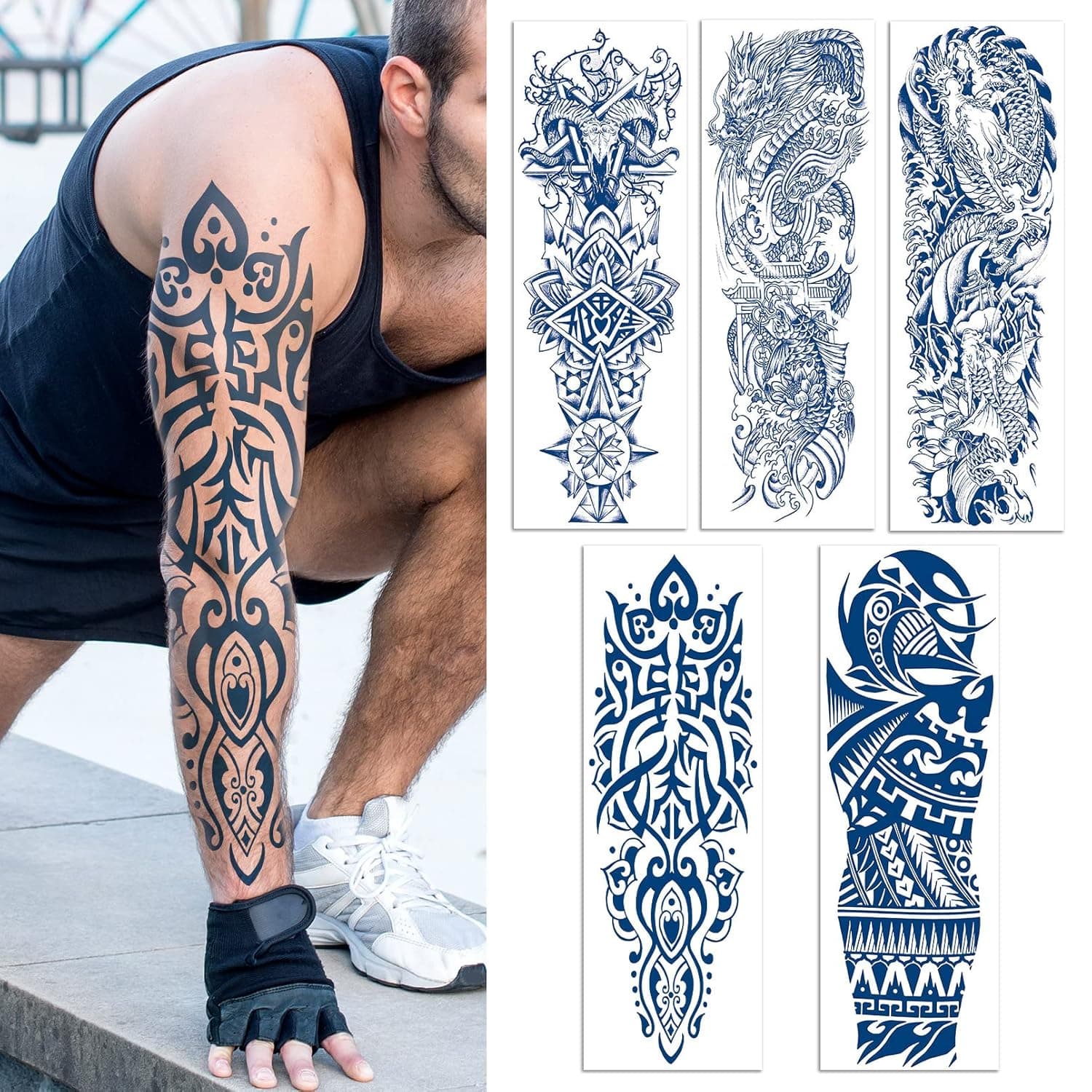 Aresvns Semi Permanent Sleeve tattoos for Men and women, Realistic Full Arm Temporary Tattoos Waterproof & Long-Lasting 2-3 Weeks
