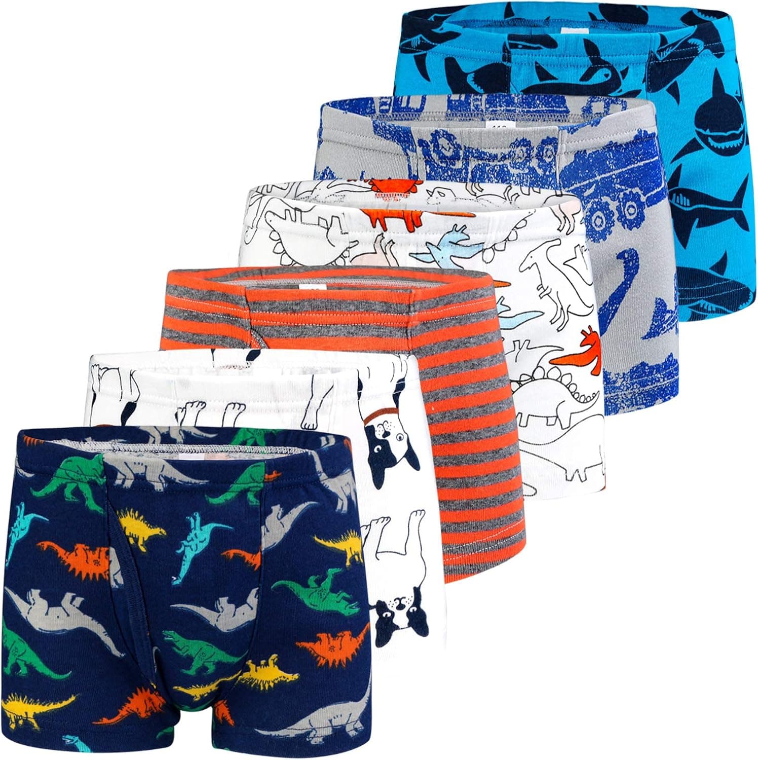 BOOPH Boys Boxer Briefs Shorts Cotton Dinosaur Robot Toddler Underwear for 2-10Y